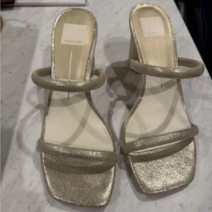 Dolce Vita Gold Heeled Sandals with Glamorous Accents